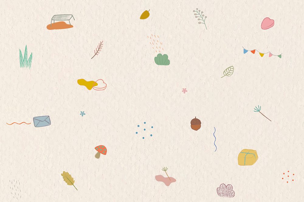 Autumn crayon doodles patterned background