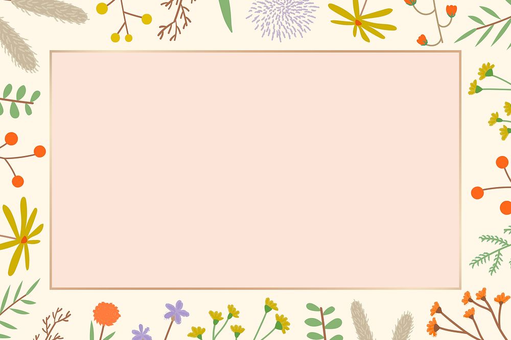 Doodle nature patterned frame vector