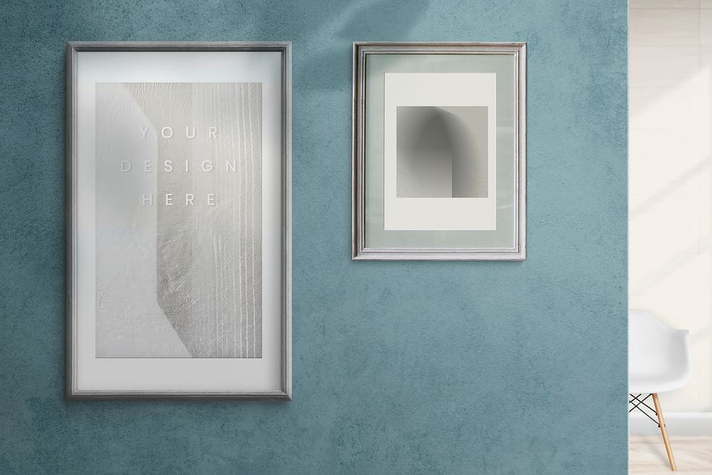 Textured gray frame on a wall mockup
