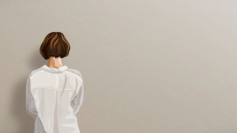 Rear view of woman in a white shirt wallpaper vector
