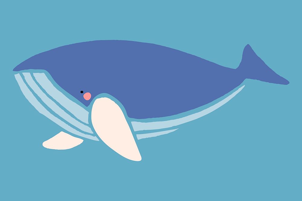 Hand drawn whale on blue background vector