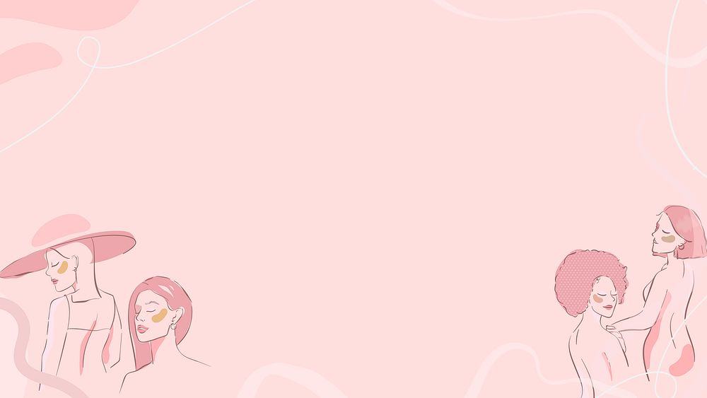 Feminine line art on a pink background vector