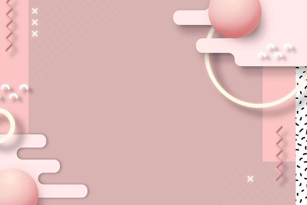 Pink geometric Memphis background vector 