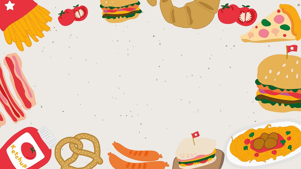 Food doodle frame beige background | Premium Vector - rawpixel