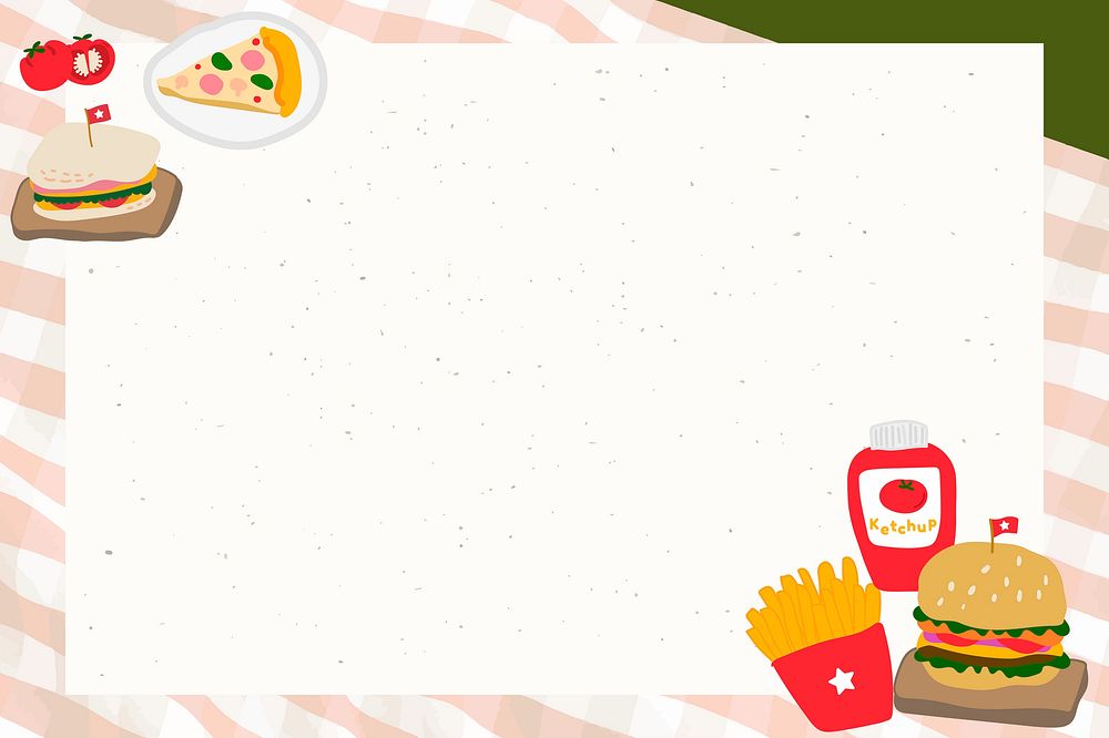 Food doodle frame with a beige background vector