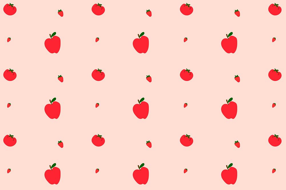 Vector apple strawberry seamless pattern background