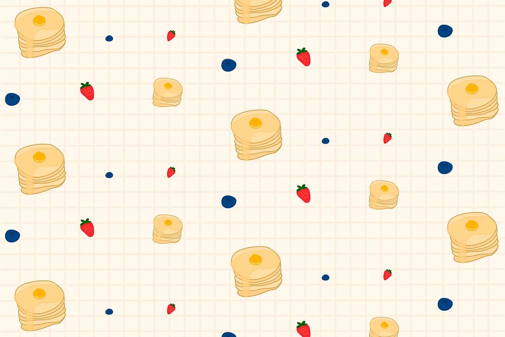 Vector seamless pancake strawberry blueberry pattern background