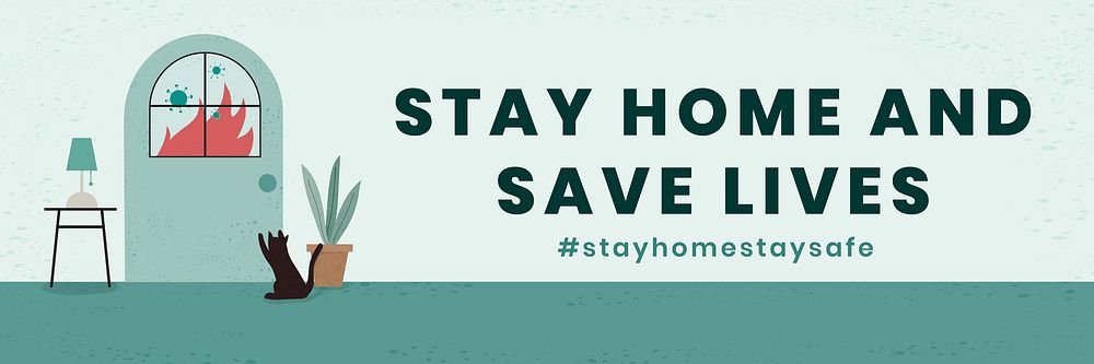 Stay home and stay lives during coronavirus pandemic social template vector