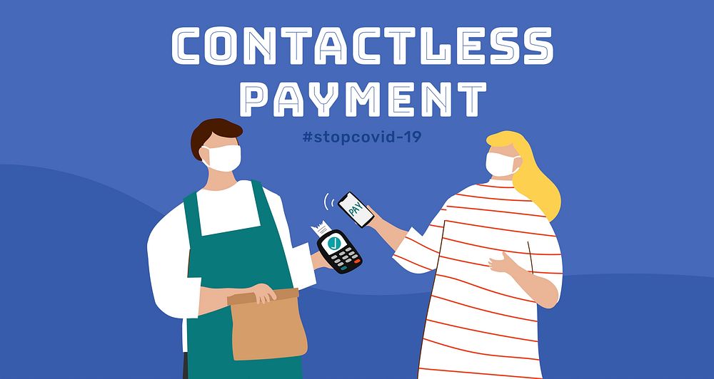 Contactless payment during covid-19 outbreak template vector