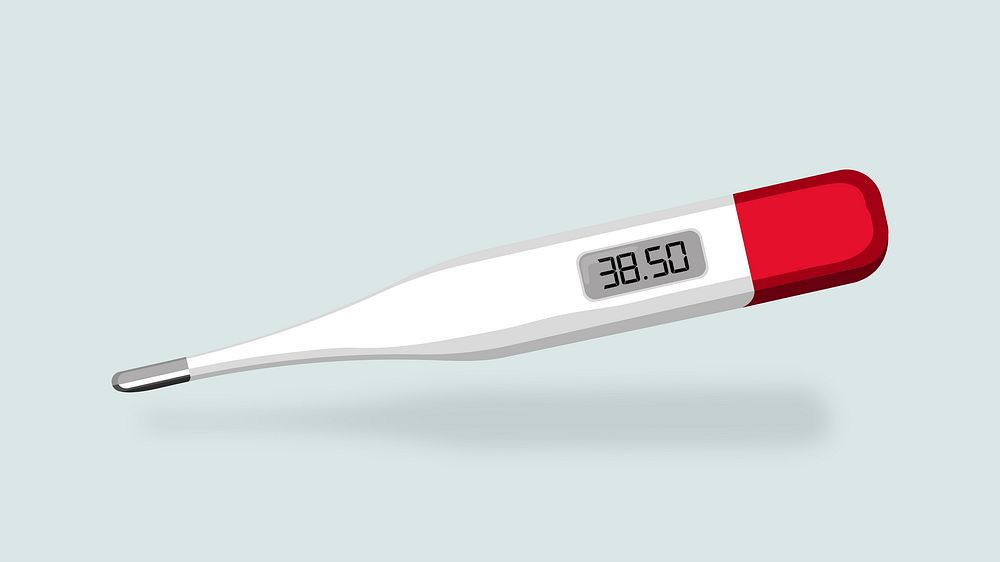 Digital thermometer 38.5 degrees Celsius element vector