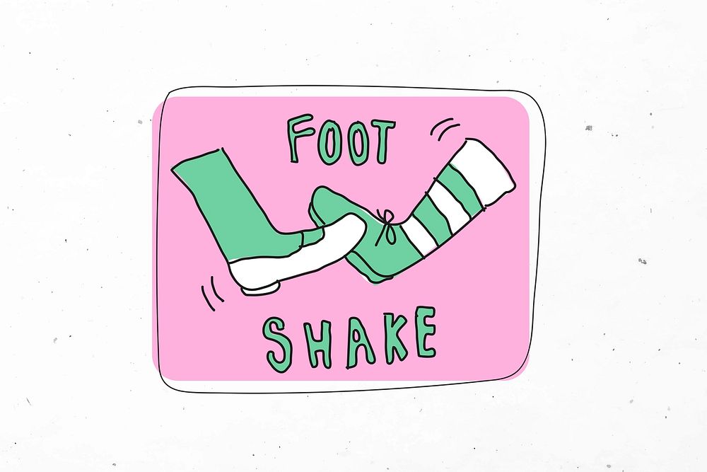 Foot shake psd social distancing in new normal lifestyle doodle sticker