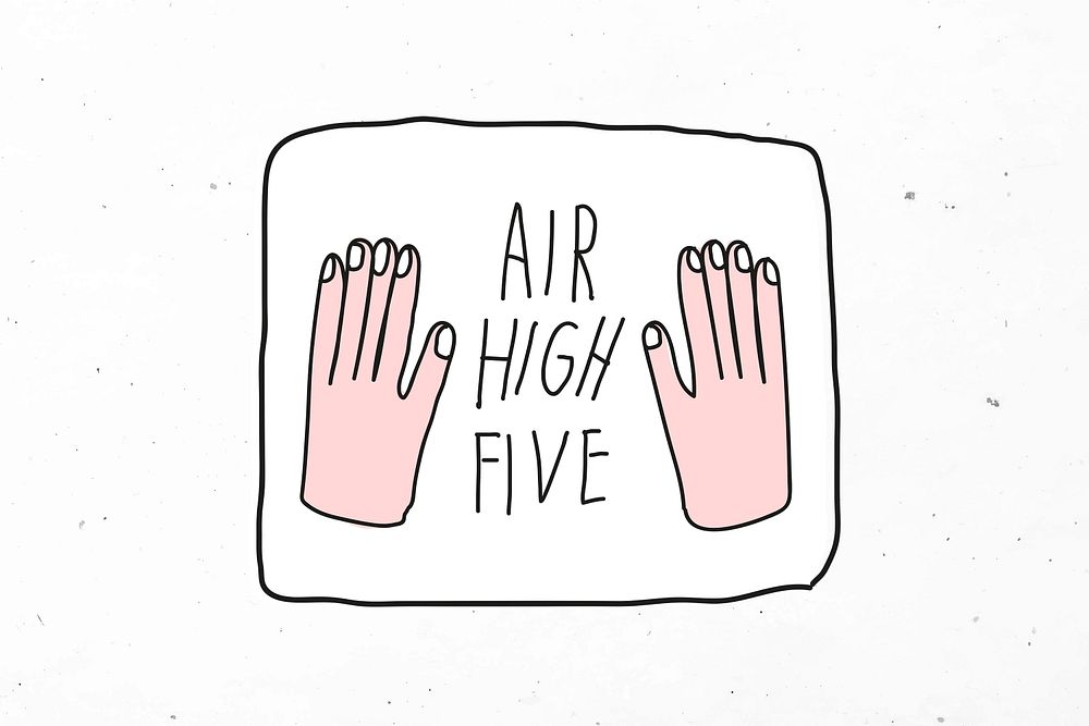 Air high five psd social distancing doodle sticker