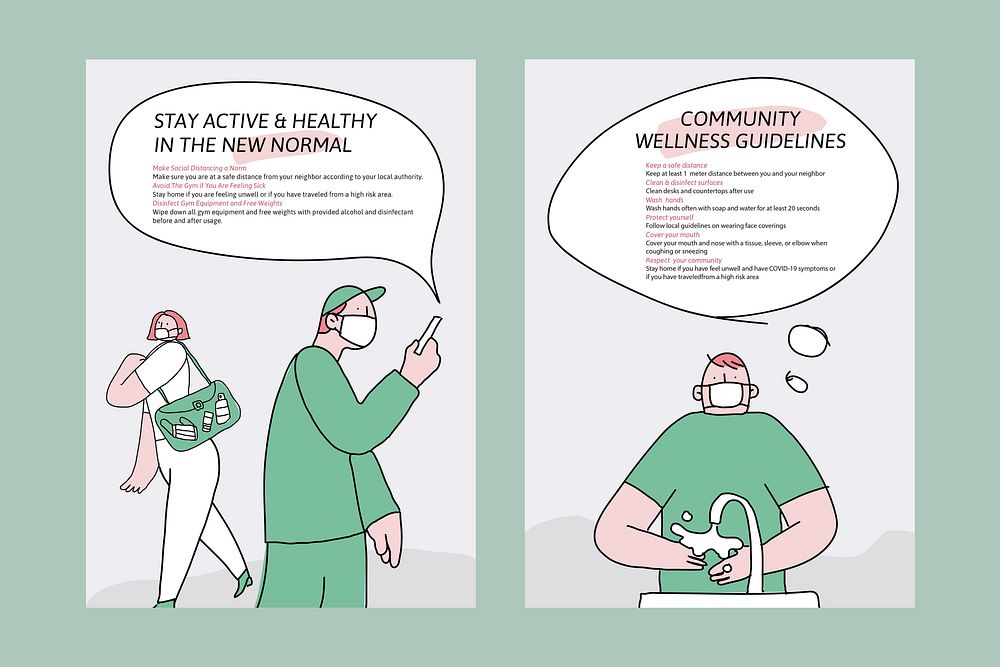 COVID-19 prevention information template psd new normal campaign advertisement