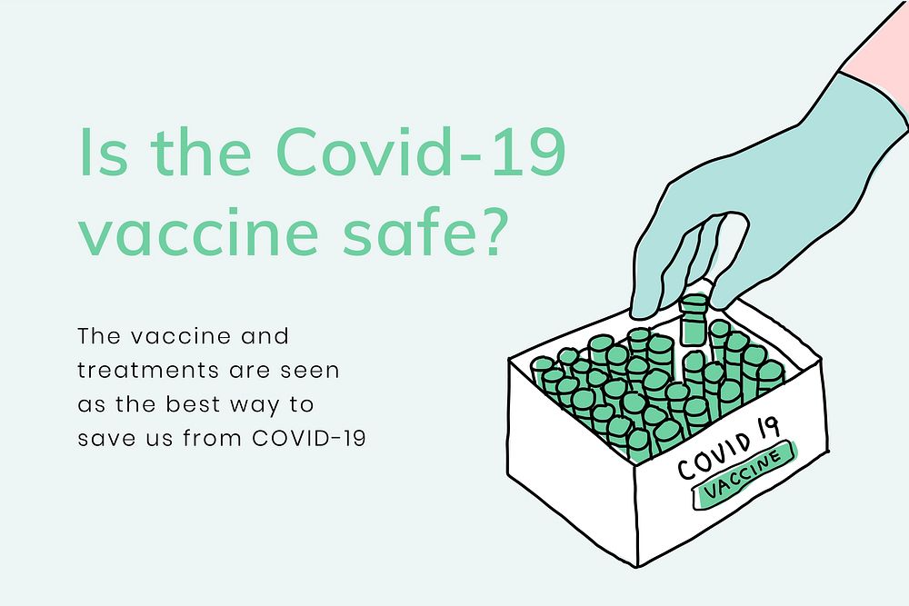 Covid 19 editable template vector vaccine study social banner doodle illustration