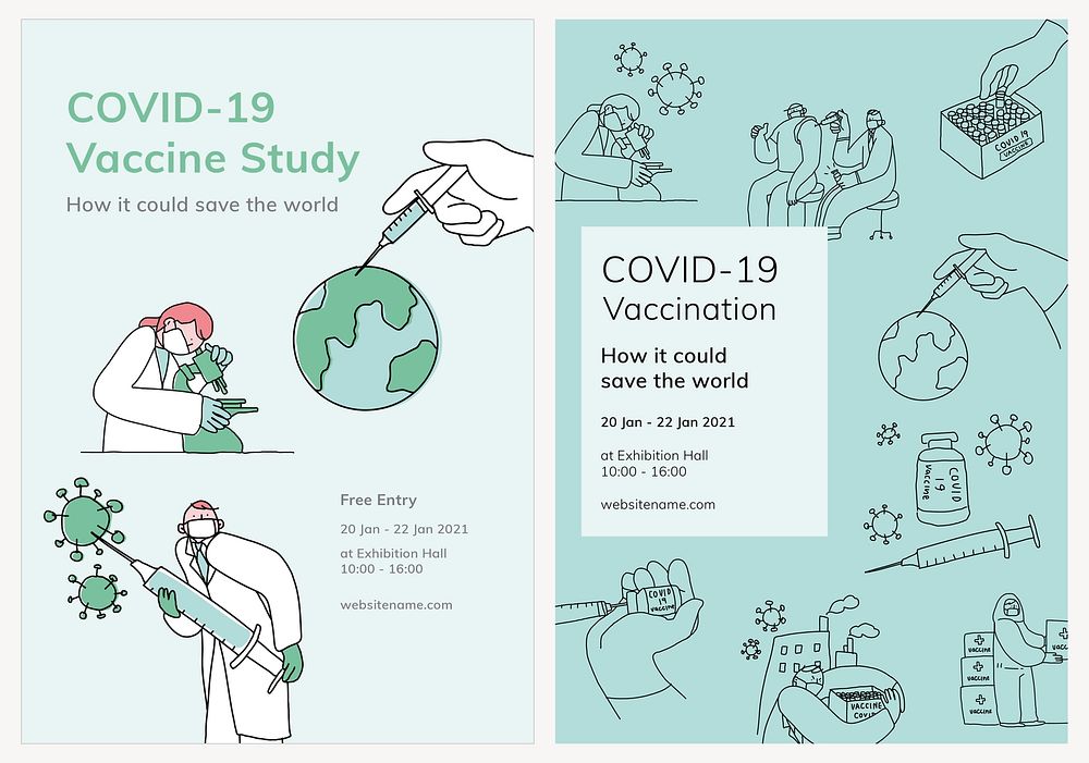 COVID-19 poster template psd style set