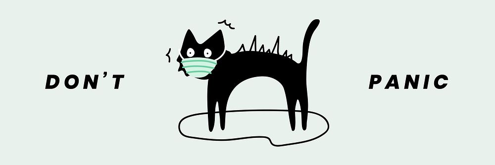 Don't panic black cat social template vector