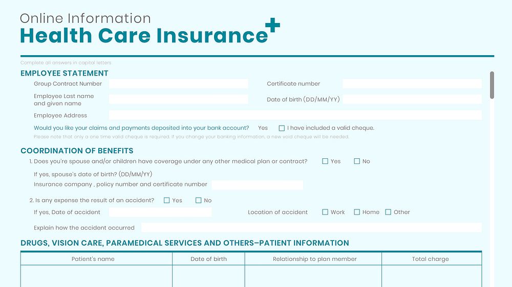 Health care insurance online information vector