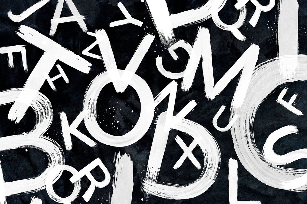 Mixed letters grunge hand drawn font style set