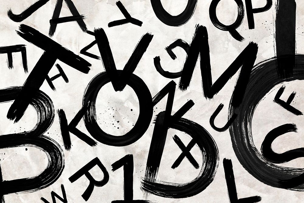 Mixed Alphabet,Numbers,Symbols brush stroke hand drawn font style set
