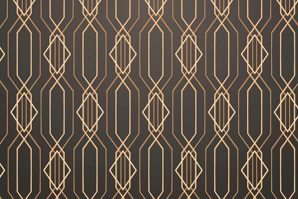 Seamless golden geometric pattern on a gray background vector