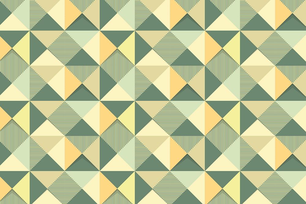 Seamless green geometric triangle patterned background design resource vector