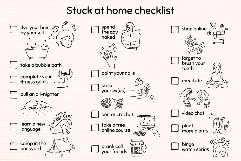 Stuck at home checklist vector