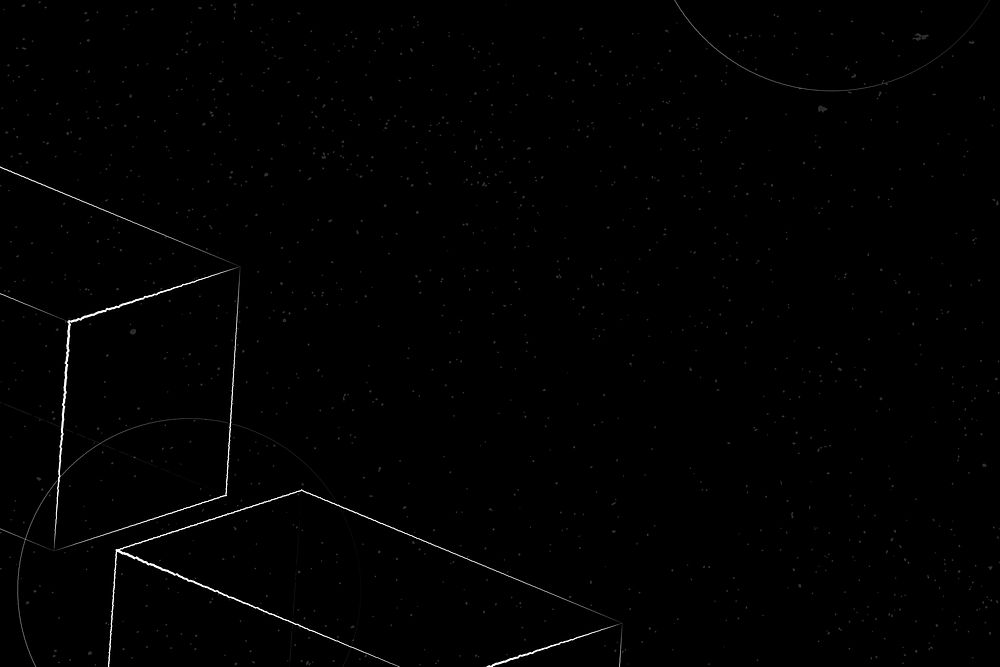3D white outline cuboid on a black background vector