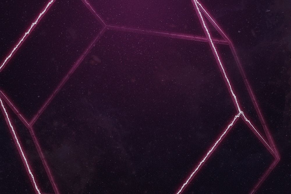 Pink geometric hexagonal prism on black background