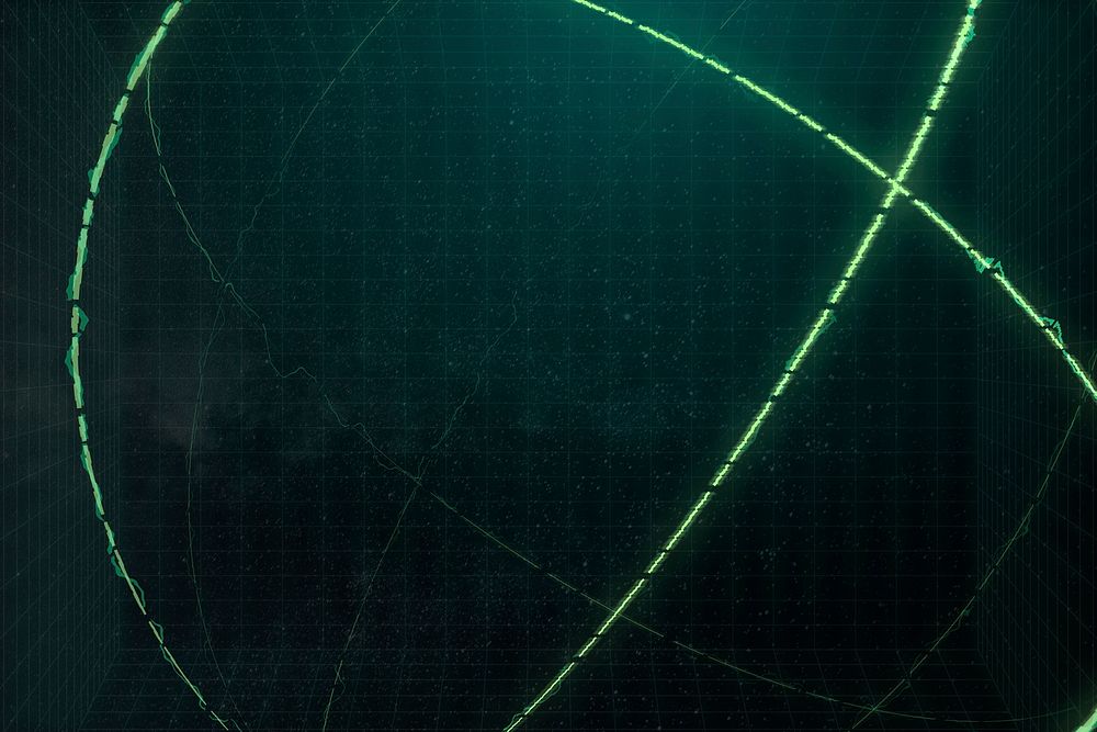 3D green neon outline sphere background