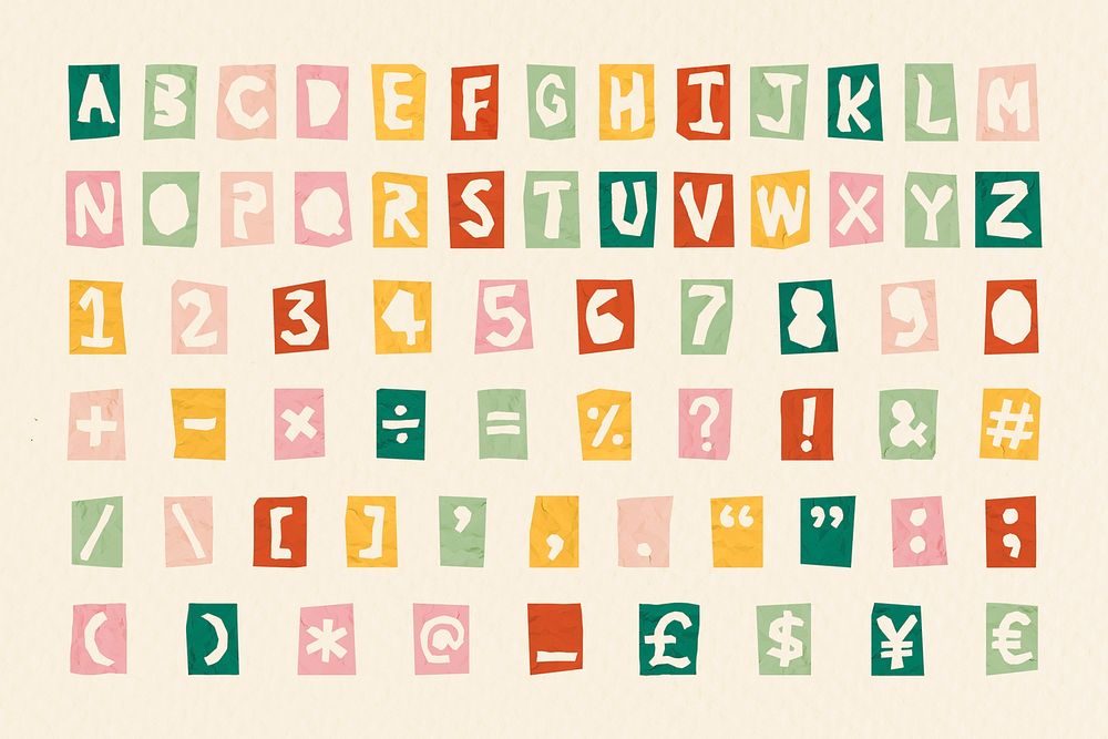 Psd Alphabet, symbols, numbers lettering font
