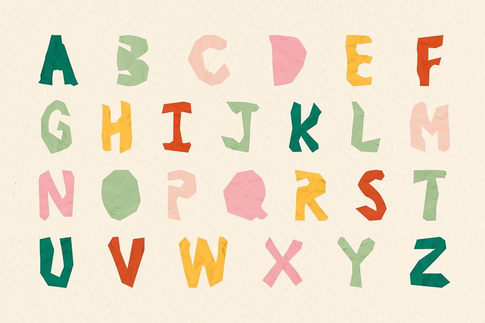 Alphabet doodle typography psd set 