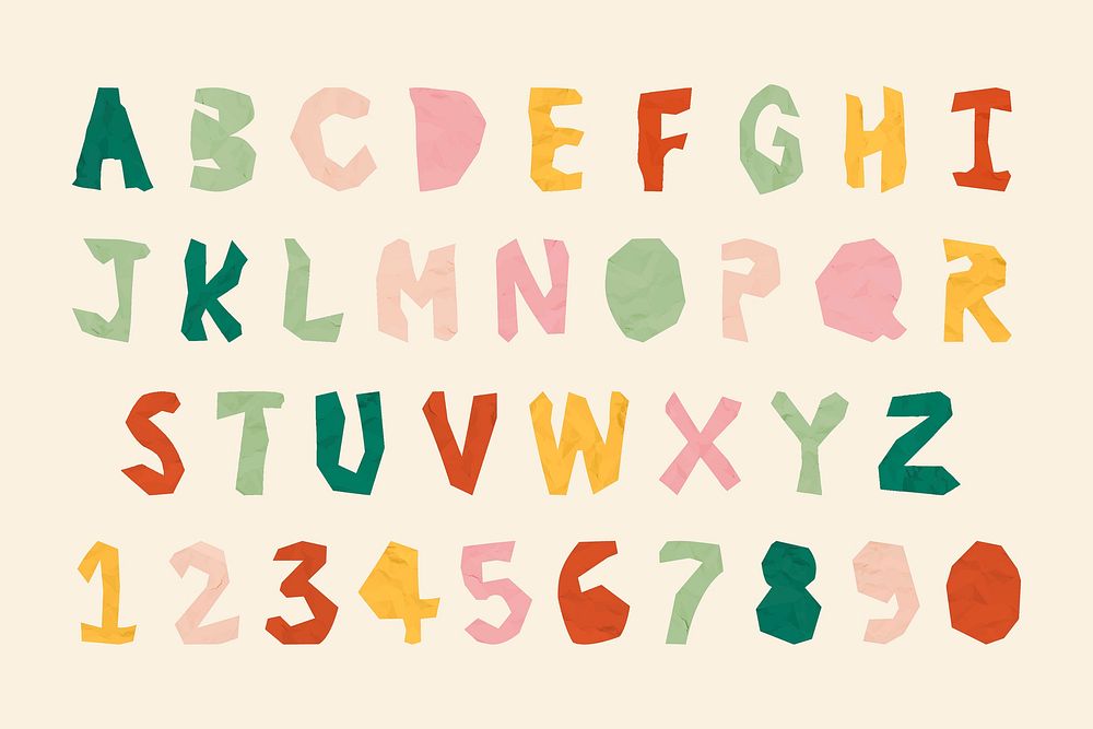 Vector alphabet numbers typography set 