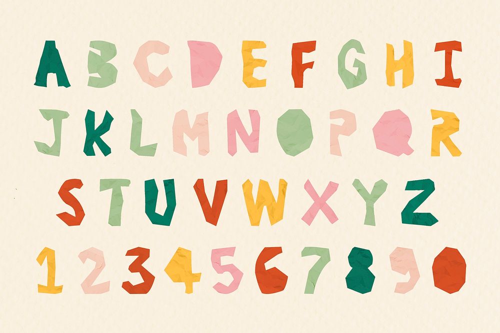 Alphabet numbers typography psd set 