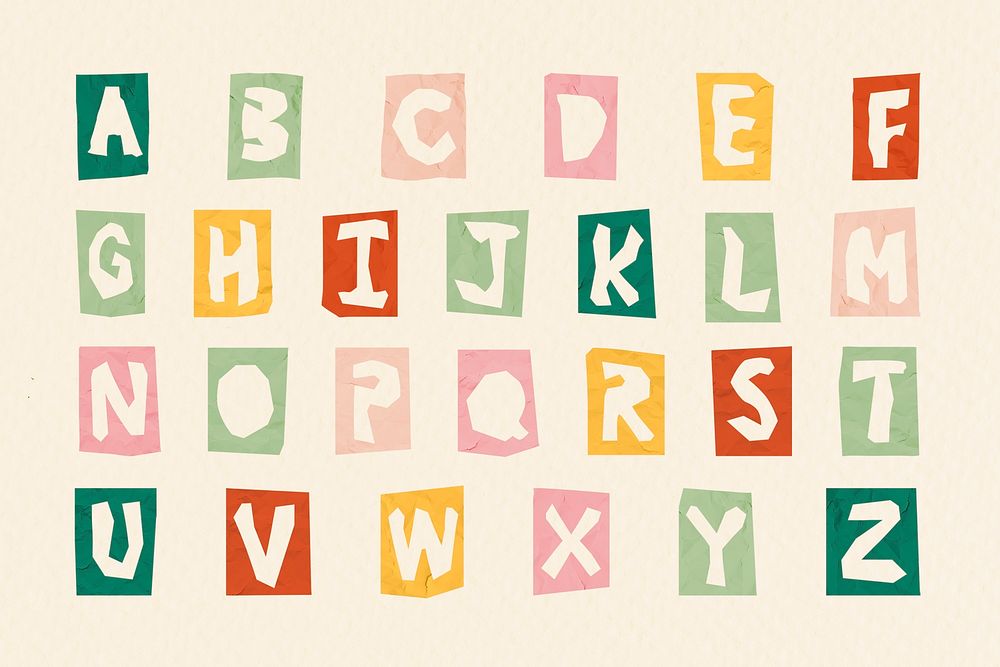 Alphabet psd typography lettering set 