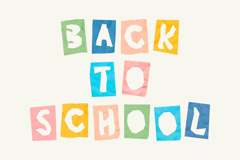 Back to school phrase paper cut typography font