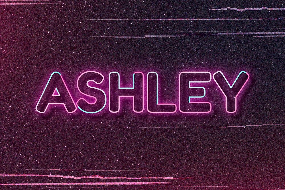 Ashley neon font name typography vector