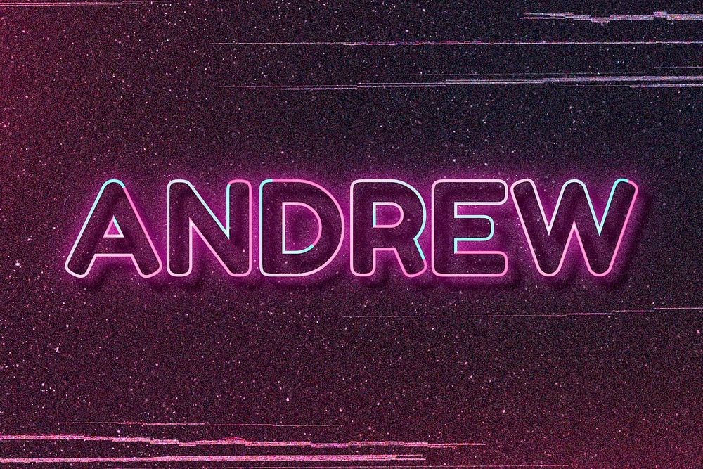 Andrew neon name font typography vector