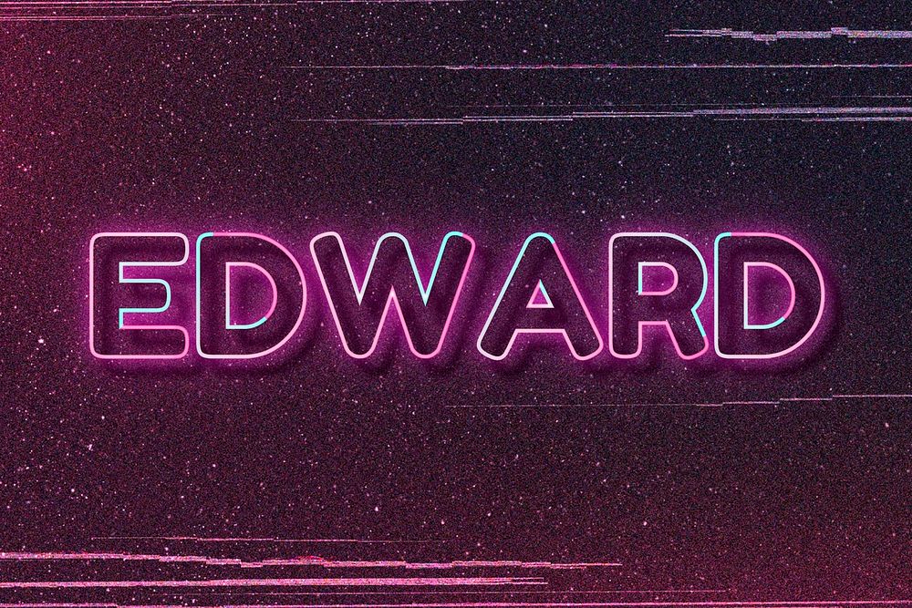 Edward neon name font typography vector
