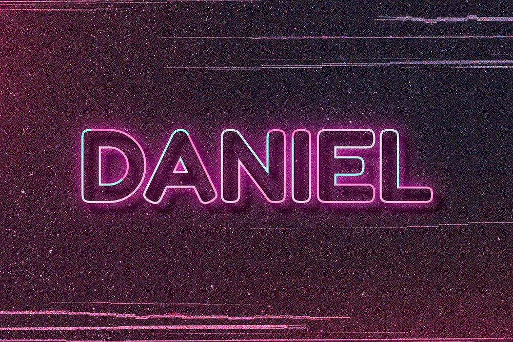 Daniel neon name font typography vector