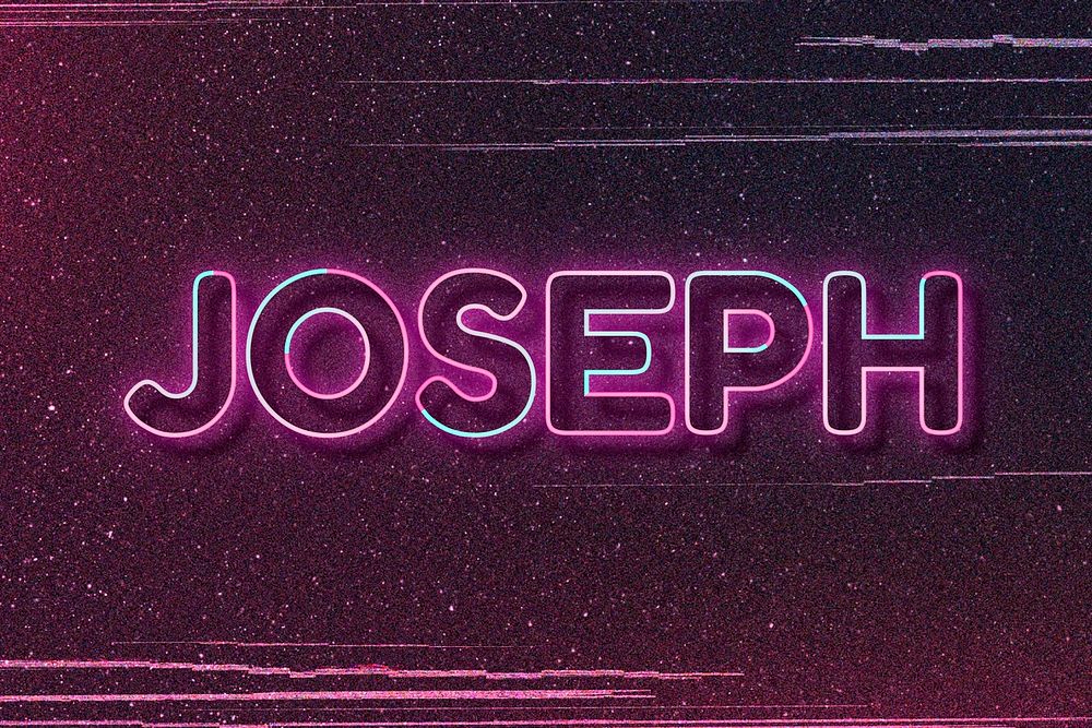 Joseph neon name font typography vector