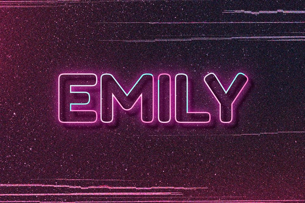 Emily neon name font typography vector