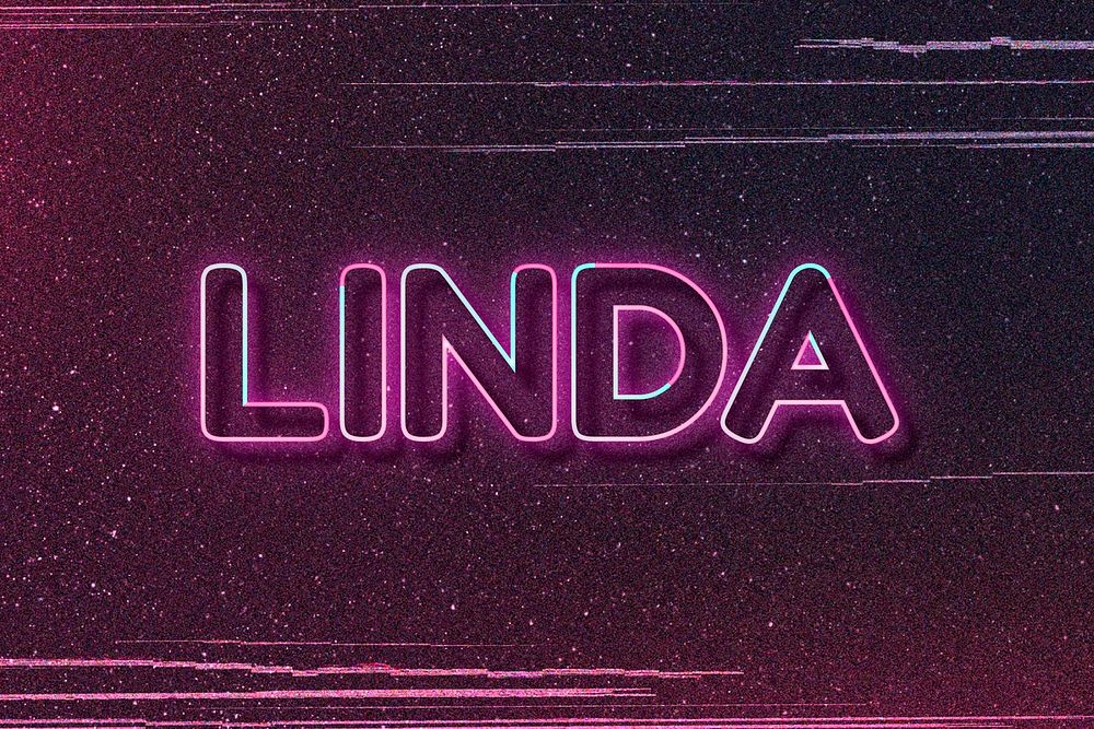 Linda neon name font typography vector