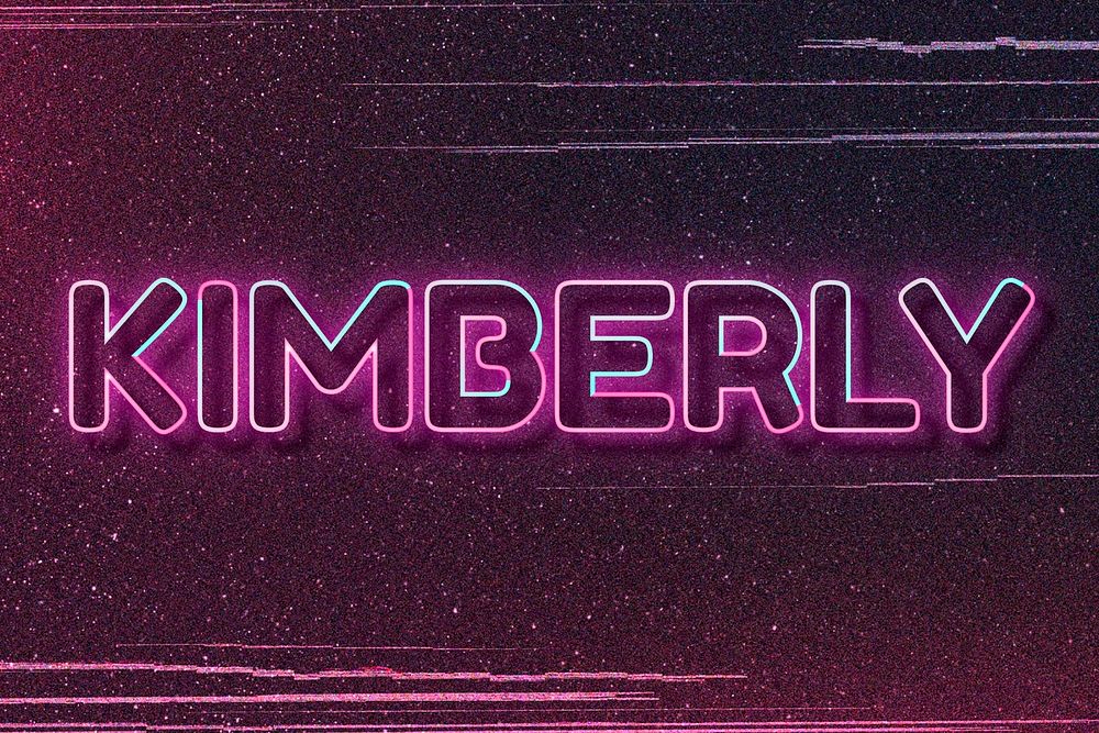 Kimberly neon name font typography vector