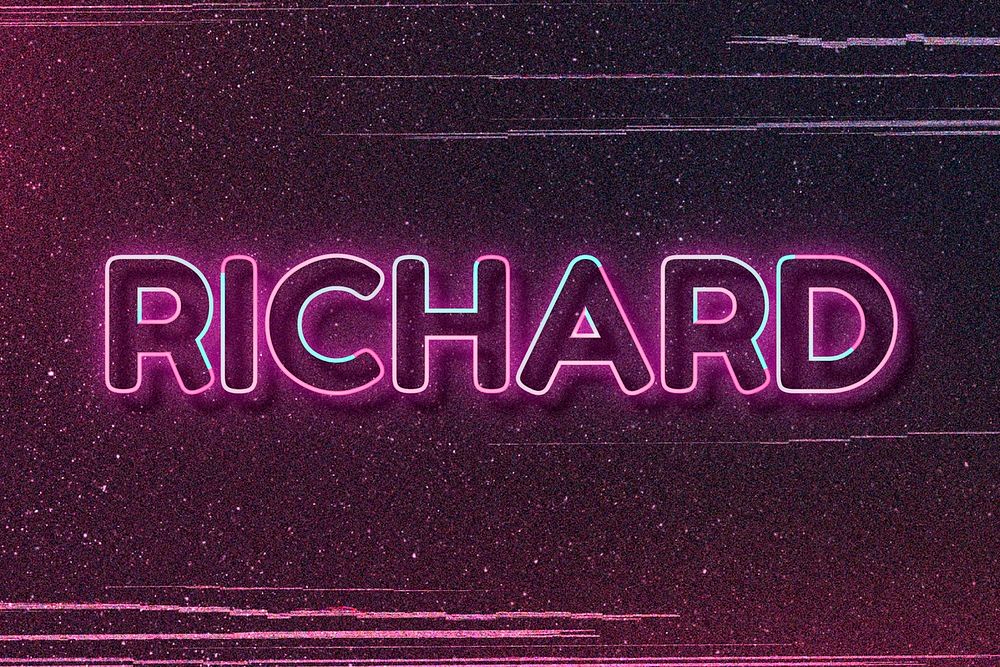 Richard neon name font typography vector
