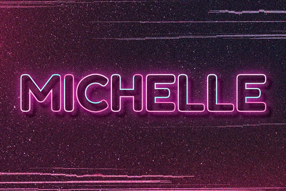 Michelle neon name font typography vector