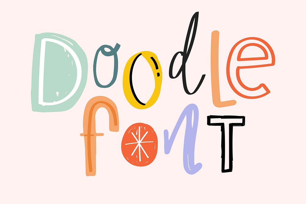 Doodle font hand drawn typography text vector