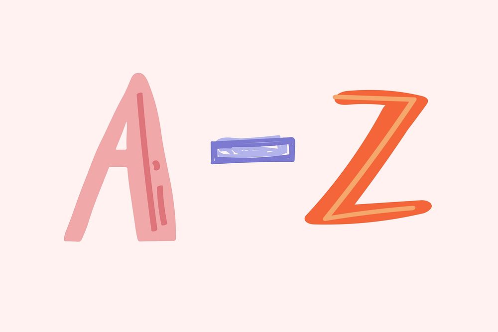 A-Z alphabet typography doodle font hand drawn vector