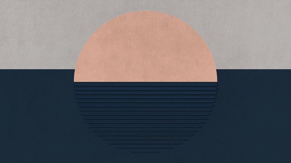 Retro color sun landscape wallpaper geometric minimalist vintage poster style
