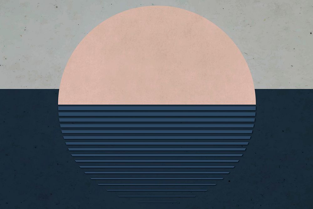 Beige sun element on a dark blue ocean background vector