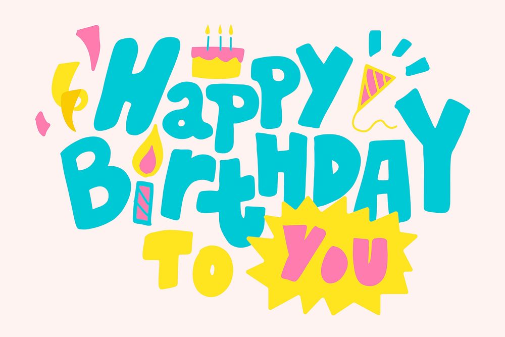 Happy birthday wish message calligraphy psd typography